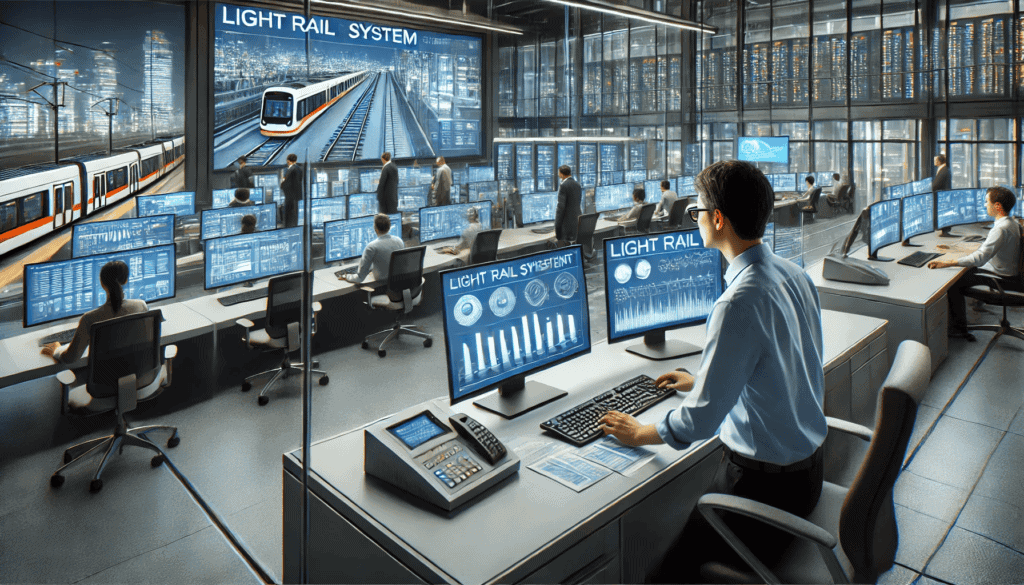 A light rail system analyst is evaluating the operational efficiency of a light rail network.